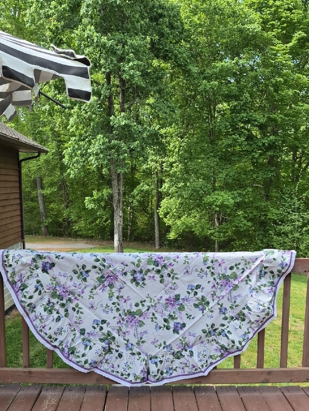 Vintage Never Used 72"  Round Tablecloth  Cottage Florals